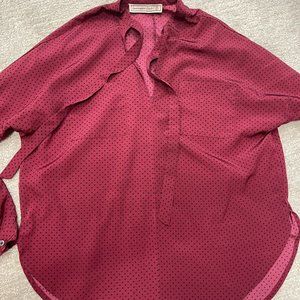 Abercrombie & Fitch raspberry polkadot blouse
